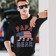 American Flag Papa Bear 4Th Of July Usa Patriotic Dad V2 Long Sleeve T-Shirt Gifts for Him