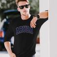 Aruba Varsity Style Navy Blue Text Long Sleeve T-Shirt T-Shirt Gifts for Him