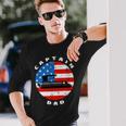 Captain Dad Pontoon Boat Retro Us Flag 4Th Of July Boating Long Sleeve T-Shirt Gifts for Him