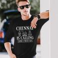 Chennai India City Skyline Map Travel Long Sleeve T-Shirt Gifts for Him