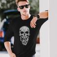 Cool Skull Costume Bald Head With Beard Skull Long Sleeve T-Shirt T-Shirt Gifts for Him