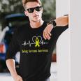 Ewings Sarcoma Awareness Heartbeat Yellow Ribbon Ewings Sarcoma Ewings Sarcoma Awareness Unisex Long Sleeve Gifts for Him