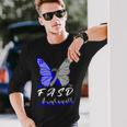 Fasd Awareness Butterfly Blue And Grey Ribbon Fetal Alcohol Spectrum Disorder Fetal Alcohol Spectrum Disorder Awareness Unisex Long Sleeve Gifts for Him