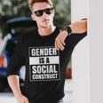 Gender Is A Social Construct Agender Bigender Trans Pronouns Long Sleeve T-Shirt T-Shirt Gifts for Him