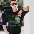 Glaucoma Warrior Usa Flag United States Flag Green Ribbon Glaucoma Glaucoma Awareness Unisex Long Sleeve Gifts for Him