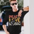 Guitar Retro Peace Love Music Band Guitarist Long Sleeve T-Shirt Gifts for Him