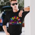 Human Lgbtq Month Pride Sunflower Long Sleeve T-Shirt Gifts for Him