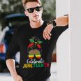 Juneteenth Outfit Messy Bun Eye Glasses Long Sleeve T-Shirt Gifts for Him