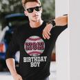 Mom Of The Birthday Boy Baseball Player Vintage Retro Long Sleeve T-Shirt Gifts for Him