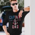 Patriotic Captain Dad American Flag Boat Owner 4Th Of July V2 Long Sleeve T-Shirt Gifts for Him