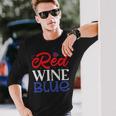 Red Wine Blue 4Th Of July Wine Red White Blue Wine Glasses V2 Unisex Long Sleeve Gifts for Him