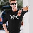 Triple Moon Goddess Wicca Pentacle Long Sleeve T-Shirt Gifts for Him