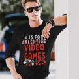 V Is For Video Games Funny Valentines Day Gamer Boy 583 Trending Shirt Unisex Long Sleeve Gifts for Him