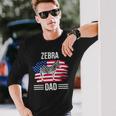 Zebra Us Flag 4Th Of July Fathers Day Zebra Dad Long Sleeve T-Shirt Gifts for Him