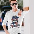 All American Healthcare Worker Nurse 4Th Of July Messy Bun Long Sleeve T-Shirt Gifts for Him