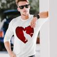 Cat Heart Shirt Cat Lovers Valentine Day Gifts For Couple Unisex Long Sleeve Gifts for Him