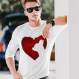 Chihuahua Shape With Red Heart Painting For Valentine Day Unisex Long Sleeve Gifts for Him