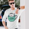 Cute Cat In Mug Unisex Long Sleeve Gifts for Him