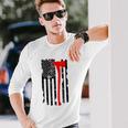 Distressed Patriot Axe Thin Red Line American Flag Long Sleeve T-Shirt T-Shirt Gifts for Him