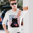 Funny Black Cat Independence Flag 633 Shirt Unisex Long Sleeve Gifts for Him