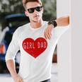 Girl Dad Heart Fathers Day Vintage Retro Long Sleeve T-Shirt T-Shirt Gifts for Him