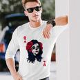 Halloween Sugar Skull With Red Floral Halloween Gift By Mesa Cute Unisex Long Sleeve Gifts for Him