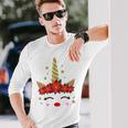 New Christmas Unicorn Face Santicorn Poinsettia Crown Cute Unisex Long Sleeve Gifts for Him