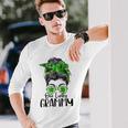 One Lucky Grammy Messy Bun Lucky Shamrock St Patricks Day Unisex Long Sleeve Gifts for Him