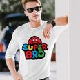 Super Bro Funny Brother Video Gaming Lover Gift Birthday Holiday By Mesa Cute Unisex Long Sleeve Gifts for Him