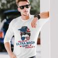 Yes Im An Ultra Maga Girl Proud Of It Usa Flag Messy Unisex Long Sleeve Gifts for Him