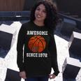 50Th Birthday Basketball Player 50 Years Old Vintage Retro Long Sleeve T-Shirt Gifts for Her