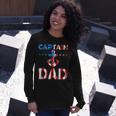 Captain Dad Boat Owner American Flag 4Th Of July Long Sleeve T-Shirt Gifts for Her