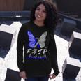 Fasd Awareness Butterfly Blue And Grey Ribbon Fetal Alcohol Spectrum Disorder Fetal Alcohol Spectrum Disorder Awareness Unisex Long Sleeve Gifts for Her