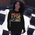 Guitar Retro Peace Love Music Band Guitarist Long Sleeve T-Shirt Gifts for Her