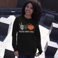 Peace Love Fall Peace Love Pumpkin Long Sleeve T-Shirt Gifts for Her