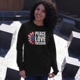 Peace Love Freedom America Usa Flag Sunflower Long Sleeve T-Shirt T-Shirt Gifts for Her