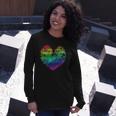Rainbow Cloudy Heart Lgbt Gay & Lesbian Pride Long Sleeve T-Shirt T-Shirt Gifts for Her