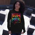 Summer Vibes Tie Dye Hello Summer Vacation Unisex Long Sleeve Gifts for Her