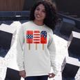 4Th Of July Popsicles Usa Flag Independence Day Patriotic Long Sleeve T-Shirt Gifts for Her