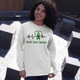 Adrenal Cancer Awareness Heartbeat Green Ribbon Adrenal Cancer Adrenal Cancer Awareness Unisex Long Sleeve Gifts for Her