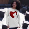 Chihuahua Shape With Red Heart Painting For Valentine Day Unisex Long Sleeve Gifts for Her