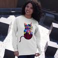 Cute Cat Gift For Kitten Lovers Colorful Art Kitty Adoption Unisex Long Sleeve Gifts for Her