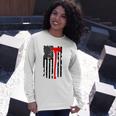 Distressed Patriot Axe Thin Red Line American Flag Long Sleeve T-Shirt T-Shirt Gifts for Her