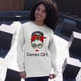 Gemini Girl Leopard Sunflower Zodiac Birthday Girl Long Sleeve T-Shirt Gifts for Her