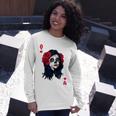 Halloween Sugar Skull With Red Floral Halloween Gift By Mesa Cute Unisex Long Sleeve Gifts for Her