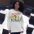 Juneteenth Black King In African Flag Colors For Afro Pride Long Sleeve T-Shirt T-Shirt Gifts for Her