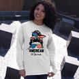 Messy Bun Patriotic All American Mama 4Th Of July Long Sleeve T-Shirt Gifts for Her