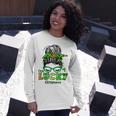 One Lucky Grammy Messy Bun Leopard St Patricks Day Unisex Long Sleeve Gifts for Her