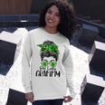 One Lucky Grammy Messy Bun Lucky Shamrock St Patricks Day Unisex Long Sleeve Gifts for Her