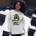 One Lucky Grandma Shamrock Plaid Leopard St Patricks Day Unisex Long Sleeve Gifts for Her